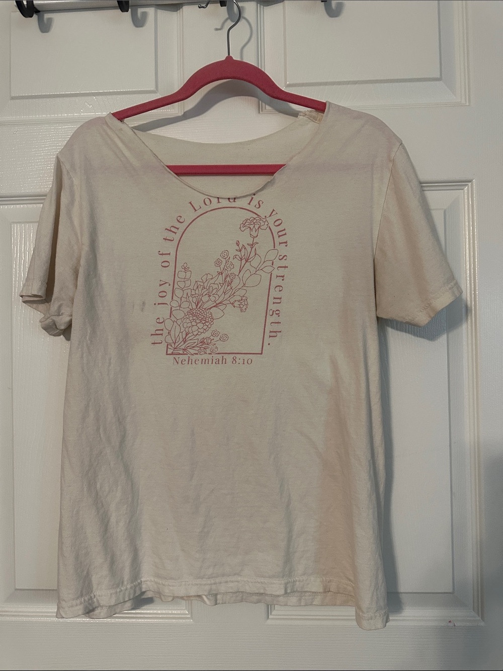 Cream Graphic Tee with Dusty Rose Floral Print